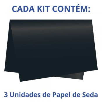 AUTOSSERVIÇO KIT PAPEL DE SEDA LISO 50cm x 70cm Conjunto 3 Folhas PRETO