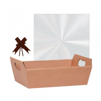 AUTOSSERVIÇO KIT CESTA PAPER LISA Grande (28,5cm x 20cm x 9cm) Conjunto 3 Peças KRAFT