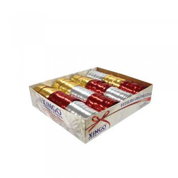 FITILHO DECORATIVO METALIZADO LISO 5mm X 50m Caixa 12 Rolos SORTIDO