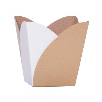 CACHEPOT PAPER DUO BICOLOR Pote 15 (16cm x 17cm x 11cm) Pacote 10 Peças KRAFT / BRANCO