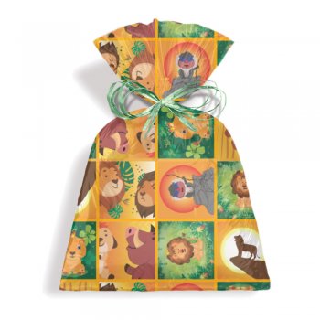 SACO PEROLIZADO PRESENTE LEÃO 50cm x 69cm Pacote 50 Peças .