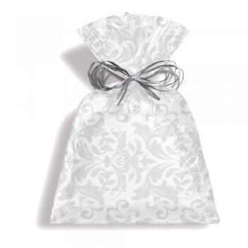 SACO METALIZADO PRESENTE DAMASK 60cm x 89cm Pacote 50 Peças BRANCO