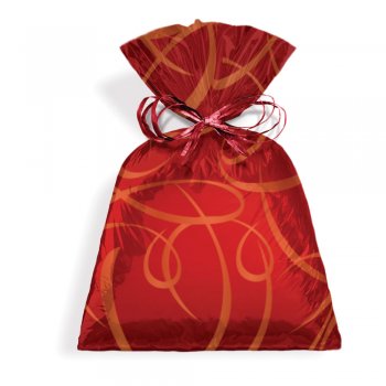SACO METALIZADO PRESENTE TRIBAL 10cm x 15cm Pacote 50 Peças VERMELHO / OURO