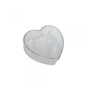 CAIXA ACRÍLICA CORAÇÃO . 10,5cmX09cmX3,5cm 1 PEÇA INCOLOR