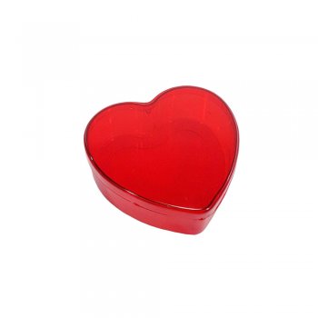 CAIXA ACRÍLICA CORAÇÃO . 10,5cmX09cmX3,5cm 1 PEÇA VERMELHO