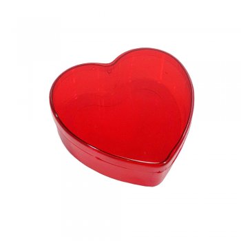 CAIXA ACRÍLICA CORAÇÃO . 16cmX14cmX4,5cm 1 PEÇA VERMELHO
