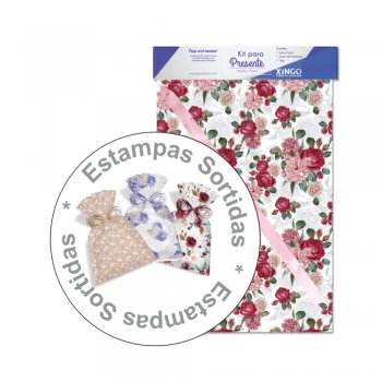 AUTOSSERVIÇO KIT SACO PRESENTE FEMININO 20cm x 29cm Conjunto 3 Peças .