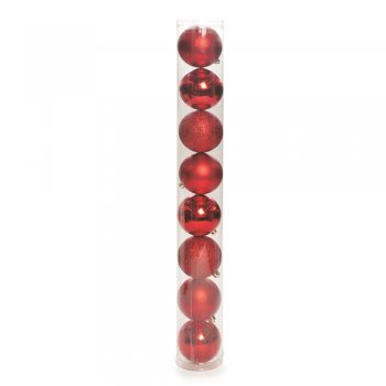 BOLAS LISA MATTE COM GLITTER . 8CM  JG C/8 PC 1613107 VERMELHA