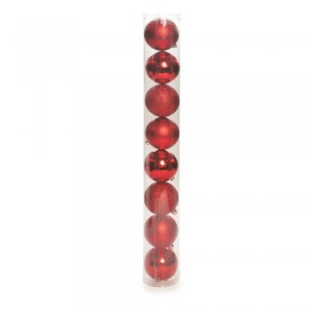 BOLAS LISA MATTE COM GLITTER . 6CM  JG C/8 PC 1613071 VERMELHA