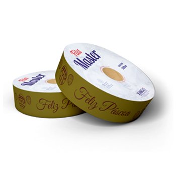 FITA MASTER DECORADA FELIZ PÁSCOA 32mm X 50m 1 Rolo MARROM / OURO