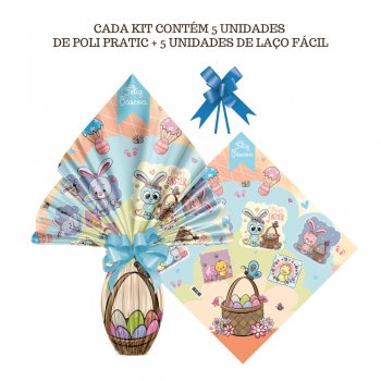 AUTOSSERVIÇO KIT PRATIC PÁSCOA FAZENDA 24cm x 24cm Conjunto 5 Peças .