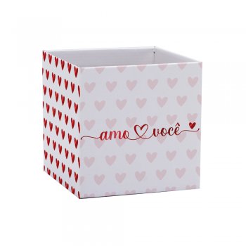 CACHEPOT PAPER HOT STAMPING QUADRADO AMO VOCÊ Pote 15 (15cm x 15cm x 15cm) Pacote 10 Peças .