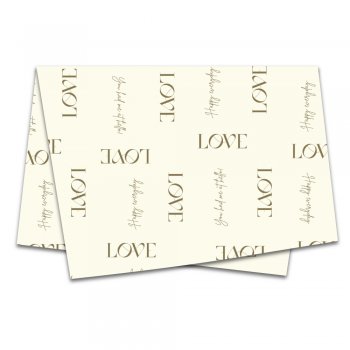 PAPEL DE SEDA DECORADO NEW LOVE 50cm x 70cm Pacote 50 Folhas MARFIM