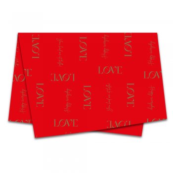 PAPEL DE SEDA DECORADO NEW LOVE 50cm x 70cm Pacote 50 Folhas VERMELHO