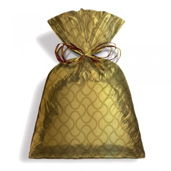 SACO METALIZADO PRESENTE WAVE 15cm x 22cm Pacote 50 Peças OURO