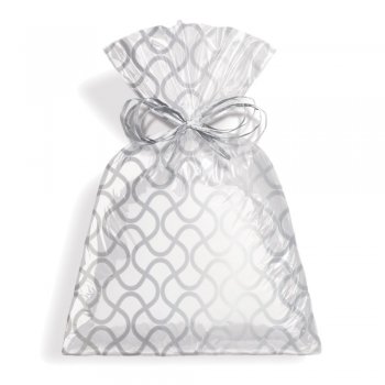 SACO METALIZADO PRESENTE WAVE 30cm x 45cm Pacote 50 Peças BRANCO / PRATA