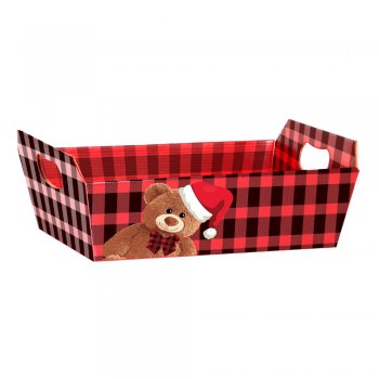 CESTA PAPER . URSO TEDDY NOEL Pequena (21,5cm x 8cm x 15cm) Pacote 4 Peças .