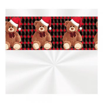 SACO TRANSPARENTE DECORADO URSO TEDDY NOEL 45cm x 59cm Pacote 50 Peças .