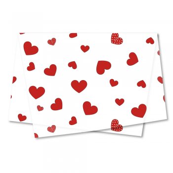 PAPEL DE SEDA DECORADO CUORE 50cm x 70cm Pacote 50 Folhas VERMELHO