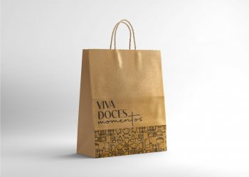SACOLA DELIVERY DOCES MOMENTOS TAM M 28X23,5X16CM COM 10 PEÇAS KRAFT