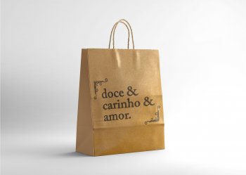 SACOLA DELIVERY DOCE CARINHO TAM P 25,5X24X14CM  COM 10 PEÇAS KRAFT