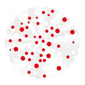 FUNDO PARA DOCE DECORADO POÁ Ø 9cm Pacote 100 Folhas VERMELHO / BRANCO