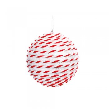 BOLA COM CORDA . 8cm (BOLS) JG C/6 PC 1002263 BRANCO / VERMELHO