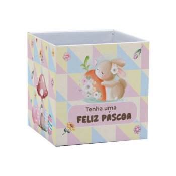 CACHEPOT PAPER QUADRADO PÁSCOA ENCANTADA Pote 15 (15cm x 15cm x 15cm) Pacote 10 Peças .