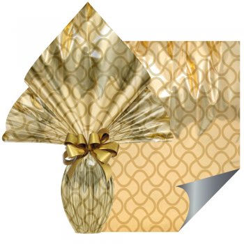 POLI METALIZADO DECORADO WAVE 70cm x 90cm Pacote 25 Folhas OURO