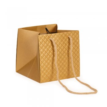 SACOLA BRIGITTE FLORAL 12cm x 12cm x 12cm 1 Peça OURO