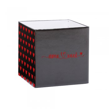 CACHEPOT PAPER HOT STAMPING QUADRADO AMO VOCÊ Pote 15 (15cm x 15cm x 15cm) Pacote 10 Peças PRETO