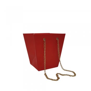 SACOLA FLOR ALÇA METÁLICA 3802 12cmX8cmX12,5cm 10 PEÇAS VERMELHA
