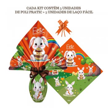 AUTOSSERVIÇO KIT PRATIC BOSQUE DO COELHO 24cm x 24cm Conjunto 5 Peças LARANJA