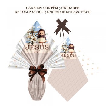 AUTOSSERVIÇO KIT PRATIC PÁSCOA CRISTÃ 24cm x 24cm Conjunto 5 Peças .
