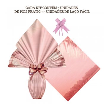AUTOSSERVIÇO KIT PRATIC METALIZADO LISO 39cm x 39cm Conjunto 5 Peças ROSE GOLD