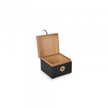 CAIXA LOCK MINI . 23303 8,5cmX8,5cmX6,5cm+10,5cmX10,5cmX8cm JOGO 2un PRETO / NATURAL KRAFT