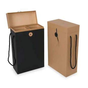 CAIXA LOCK VINHO DUPLA . 23305 20cmX20cmX33cm PRETO / NATURAL KRAFT