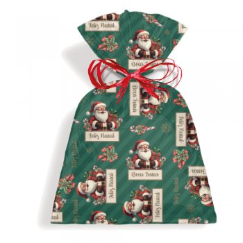 SACO PEROLIZADO PRESENTE DOCE NATAL 30cm x 45cm Pacote 50 Peças .