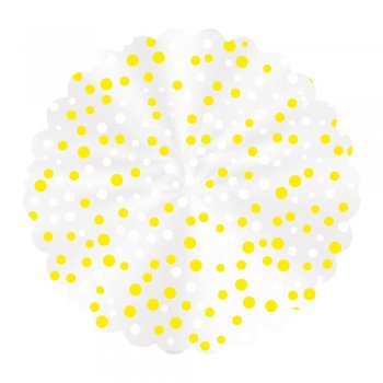 FUNDO PARA DOCE DECORADO POÁ Ø 7cm Pacote 100 Folhas BRANCO / AMARELO