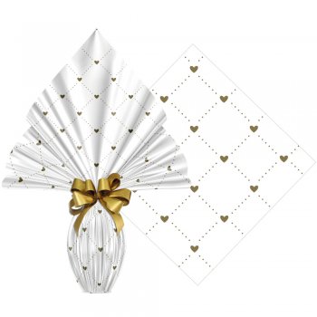 POLI PASCOA TRANS HEART BRANCO/OU 70cmX90cm 25un