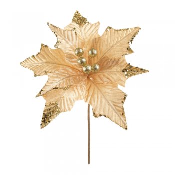 DEC FLOR POINSETIA GLITTER OUR/BEG 30cm () C/1 UN 1089037