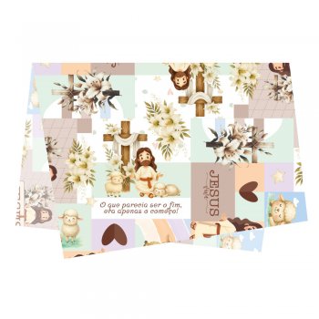 PAPEL DE SEDA DECORADO PÁSCOA CRISTÃ 50cm x 70cm Pacote 50 Folhas .