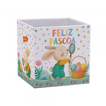 CACHEPOT PAPER QUADRADO CAÇA AOS OVOS Pote 11 (11cm x 11cm x 11cm) Pacote 10 Peças .