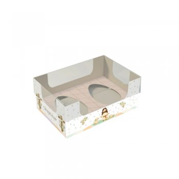 CAIXA DEGUSTAÇÃO ENCANTO 2 OVOS DE 50g PÁSCOA CRISTÃ 11,5cmX7,5cmX5cm 10un