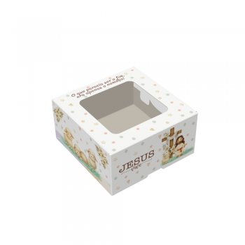 CAIXA PRACTICE 4 DOCES PÁSCOA CRISTÃ COM VISOR 8cm x 8cm x 4cm Pacote 10 Peças .
