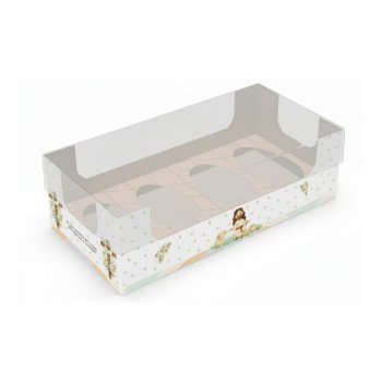 CAIXA DEGUSTAÇÃO ENCANTO 4 OVOS DE 50g PÁSCOA CRISTÃ 21cm x 8cm x 5cm Pacote 10 Peças .