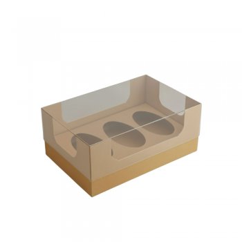 CAIXA DEGUSTAÇÃO ENCANTO 3 OVOS DE 50g KRAFT 15,8cm x 8cm x 3,5cm Pacote 10 Peças .