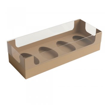 CAIXA DEGUSTAÇÃO ENCANTO 4 OVOS DE 50g KRAFT 21cm x 8cm x 5cm Pacote 10 Peças .