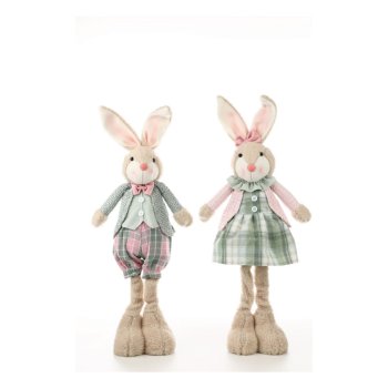 CASAL COELHO EM PÉ XADREZ SORTIDO . 70CM (CRUMBLE) COM 1 PEÇA 1096332 MARROM / VERDE / ROSA