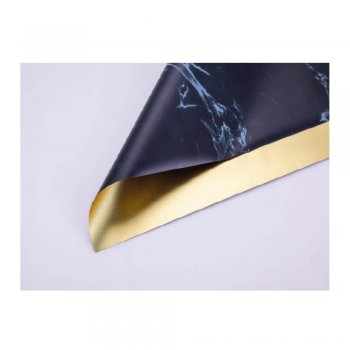 POLI MARMORIZADO PLATINUM 50MC  DUPLA FACE LISO 70cm X70cm PACOTE 20 FOLHAS PRETO / OURO DSCJ010